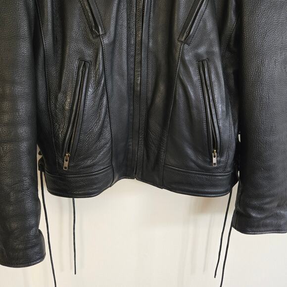 Open Road Leather Jacket Size S Wilson's Black Leather Motorcycle Style 13851 - Picture 3 of 16